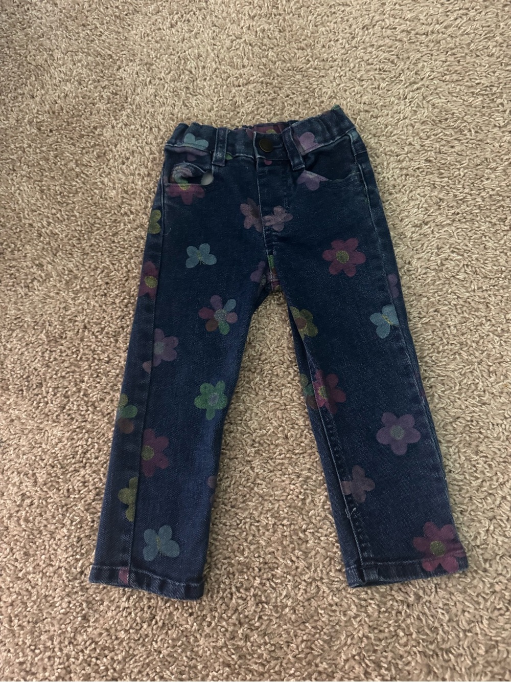 Garanimals Navy Denim Jeans with Multicolor Flower Print